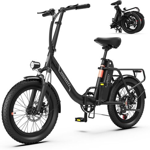 INVANTI Folding Electric Bike, Peak 1000W Ebikes for Adults, 25Mph Top Speed 45Miles 20" Step-Thru Fat Tire Electric Bike for All Terrains with Rear Rack,7-Speed,Front Suspension,UL2849 Certified in Saudi Arabia