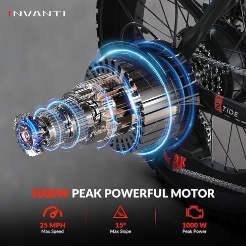 INVANTI Folding Electric Bike, Peak 1000W Ebikes for Adults, 25Mph Top Speed 45Miles 20" Step-Thru Fat Tire Electric Bike for All Terrains with Rear Rack,7-Speed,Front Suspension,UL2849 Certified in Saudi Arabia