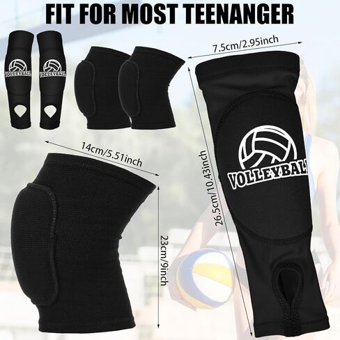 Breathable Volleyball Knee Pads and Volleyball Arm Sleeves Set for Youth Girls, Volleyballs Arm Pads with Protection Foam Pad and Thumb Hole, Padded Volleyballs Arms and Knee Sleeves for Teens(Black) in Saudi Arabia