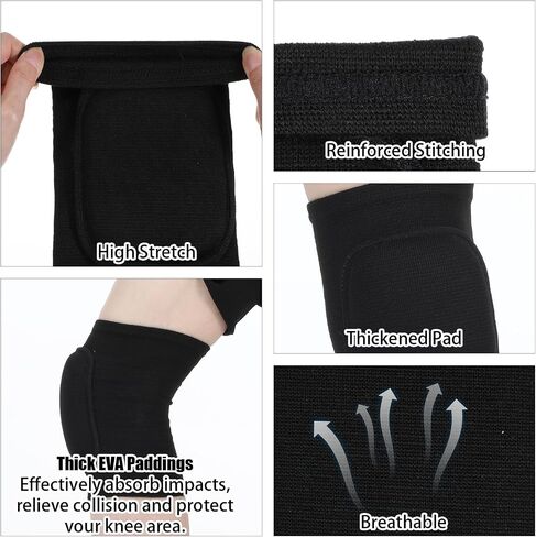 Breathable Volleyball Knee Pads and Volleyball Arm Sleeves Set for Youth Girls, Volleyballs Arm Pads with Protection Foam Pad and Thumb Hole, Padded Volleyballs Arms and Knee Sleeves for Teens(Black) in Saudi Arabia