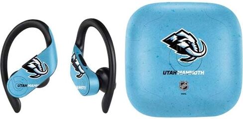 غلاف صوتي من Skinit متوافق مع PowerBeats Pro - تصميم أسود مرخص رسميًا من NHL Utah Mammoth Alternate Black in Saudi Arabia