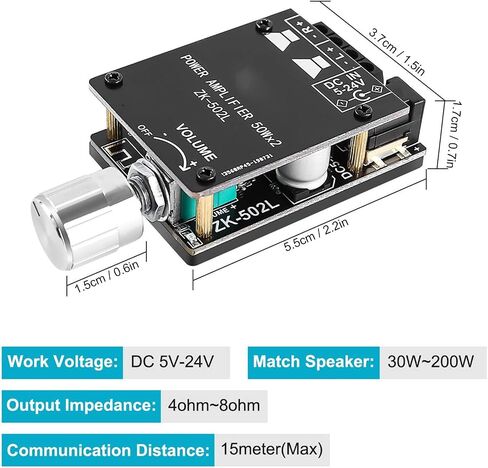 ZK502L Mini Amp, 50W 5V 24V Bluetooths Amplifier Board, Amplifier Boards Suitable for Speaker Modification, Power Amplifiers Equipment in Saudi Arabia