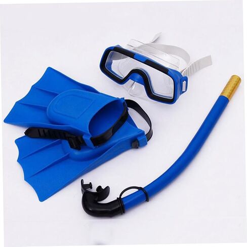 Boy Girl Diving Glasses Set with Fins and Breathing Tube Underwater Snorkeling Mask for Boy Girl Comfortable and No Leak Design Blue in Saudi Arabia