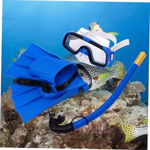 Boy Girl Diving Glasses Set with Fins and Breathing Tube Underwater Snorkeling Mask for Boy Girl Comfortable and No Leak Design Blue in Saudi Arabia