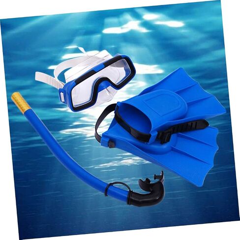 Boy Girl Diving Glasses Set with Fins and Breathing Tube Underwater Snorkeling Mask for Boy Girl Comfortable and No Leak Design Blue in Saudi Arabia