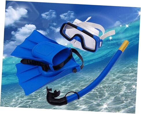 Boy Girl Diving Glasses Set with Fins and Breathing Tube Underwater Snorkeling Mask for Boy Girl Comfortable and No Leak Design Blue in Saudi Arabia