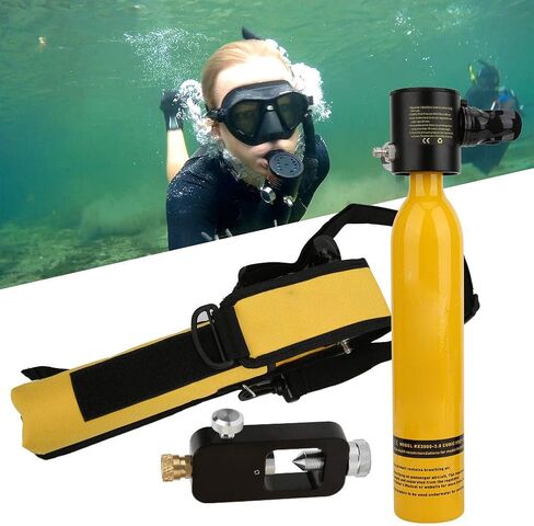 Underwater Breathing System, Portable Diving Rebreather with 500ML Emergency Oxygen Cylinder for Snorkeling, Swimming Training, and Recreational Diving in Kuwait