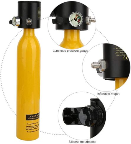 Underwater Breathing System, Portable Diving Rebreather with 500ML Emergency Oxygen Cylinder for Snorkeling, Swimming Training, and Recreational Diving in Kuwait