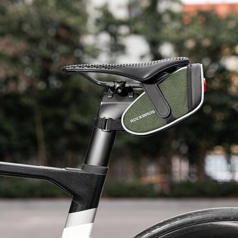 ROCKBROS Bike Saddle Bag with Tail Light Bicycle Seat Pack Lightweight Storage Bag under Bike Seat Cycling Accessories in Saudi Arabia
