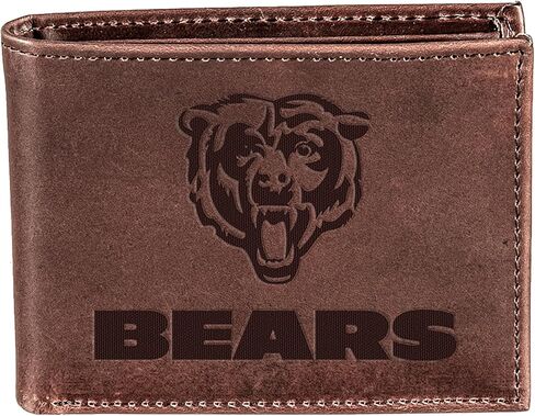 Team Sports America NFL Chicago Bears Brown Wallet | Bi-Fold | Officially Licensed Stamped Logo | Made of Leather | Money and Card Organizer | Gift Box Included in Saudi Arabia
