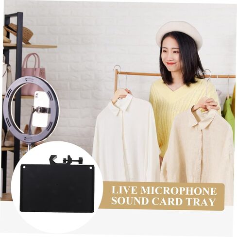 Clamp Microphone Stand Accessory Tray Abs Holder for Live Broadcasting Karaoke Recording Compatible with Mic Stands Raised Edges for Secure Item Placement in Saudi Arabia