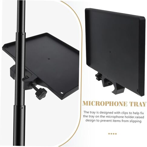Clamp Microphone Stand Accessory Tray Abs Holder for Live Broadcasting Karaoke Recording Compatible with Mic Stands Raised Edges for Secure Item Placement in Saudi Arabia