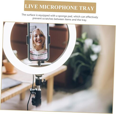 Clamp Microphone Stand Accessory Tray Abs Holder for Live Broadcasting Karaoke Recording Compatible with Mic Stands Raised Edges for Secure Item Placement in Saudi Arabia