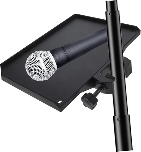 Clamp Microphone Stand Accessory Tray Abs Holder for Live Broadcasting Karaoke Recording Compatible with Mic Stands Raised Edges for Secure Item Placement in Saudi Arabia