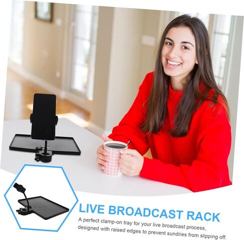 Multi-Functional Microphone Stand Tray Clamp-On Phone Holder Adjustable Mic Sound Card Tray for Live Broadcast Studio and Karaoke Use in Saudi Arabia