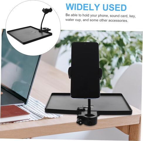 Multi-Functional Microphone Stand Tray Clamp-On Phone Holder Adjustable Mic Sound Card Tray for Live Broadcast Studio and Karaoke Use in Saudi Arabia