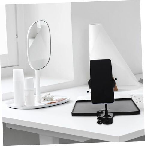 Multi-Functional Microphone Stand Tray Clamp-On Phone Holder Adjustable Mic Sound Card Tray for Live Broadcast Studio and Karaoke Use in Saudi Arabia