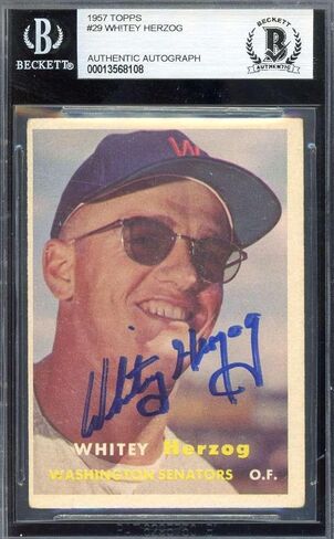 y Herzog Beckett BAS وقع عام 1957 على توقيع Topps Rookie - بطاقات البيسبول الموقعة in Saudi Arabia