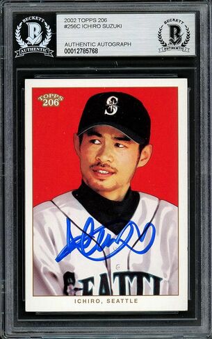 Ichiro Suzuki Autographed 2002 Topps 206 Card #256C Seattle Mariners Beckett BAS Stock #194230 - Baseball Slabbed Autographed Cards in Saudi Arabia
