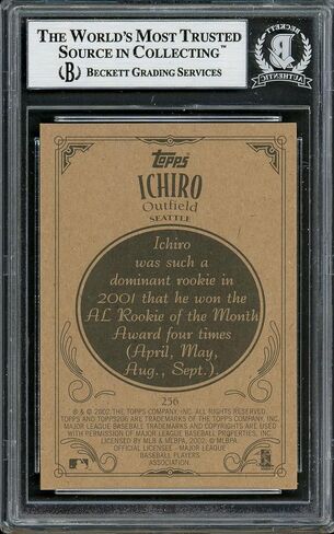 Ichiro Suzuki Autographed 2002 Topps 206 Card #256C Seattle Mariners Beckett BAS Stock #194230 - Baseball Slabbed Autographed Cards in Saudi Arabia