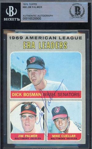 Jim Palmer Beckett BAS Signed 1970 Topps 1969 Leaders Autograph - Baseball Slabbed Autographed Cards in Saudi Arabia