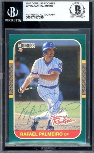 Rafael Palmeiro Beckett BAS Vintage Signed 1987 Donruss Rookies Autograph - Baseball Slabbed Autographed Cards in Saudi Arabia