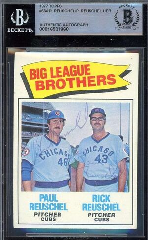 Rick and Paul Rueschel Beckett BAS Signed 1977 Topps Autographed - Baseball Slabbed Autographed Cards in Saudi Arabia