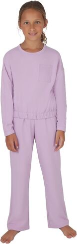Yogalicious Girls 2 Piece Terry Brushed Cinched Hem Pullover and Terry Brushed Straight Leg Pant Set in Saudi Arabia