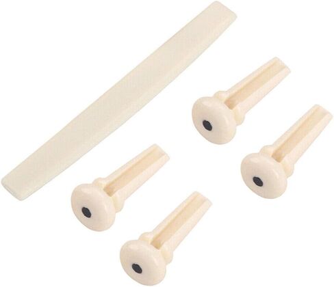 4PCS Plastic Acoustic Bass Guitar Bridge Pins + 1 Saddle Replacement for Bass Guitar Accessory in Kuwait