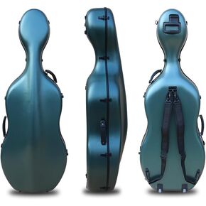 حافظة التشيلو من ألياف الكربون مقاس 4/4 بالحجم الكامل مع عجلات ومقبض مضمن صندوق التشيلو ذو الغلاف الصلب وحزام خلفي خفيف الوزن وملحقات التشيلو المحمولة كاليفورنيا. 4.0 كجم in Kuwait