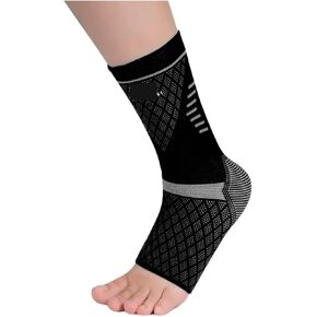 دعامة داعمة للكاحل قابلة للتعديل، دعامة للكاحل ضاغطة للجري وكرة السلة وكرة السلة والنايلون المحبوك (قاعدة رمادية سوداء، 10) in Kuwait