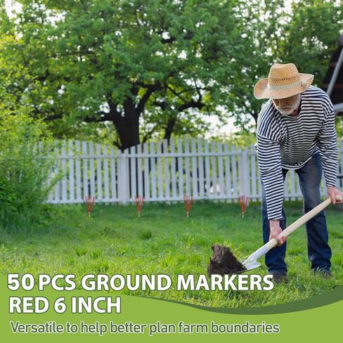 Silkfly Ground Markers Whiskers 6 Inch Bright Red Marking Whiskers with Lightweight Non Rust Stakes Survey Property Line Markers for Ground Public Facilities House Garden Hunting(50 Pcs) in Saudi Arabia
