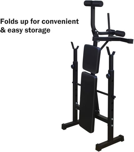 Olympic Weight Bench Press Set with Squat Rack and Bench for Home Gym Full-Body Workout, Foldable in Saudi Arabia