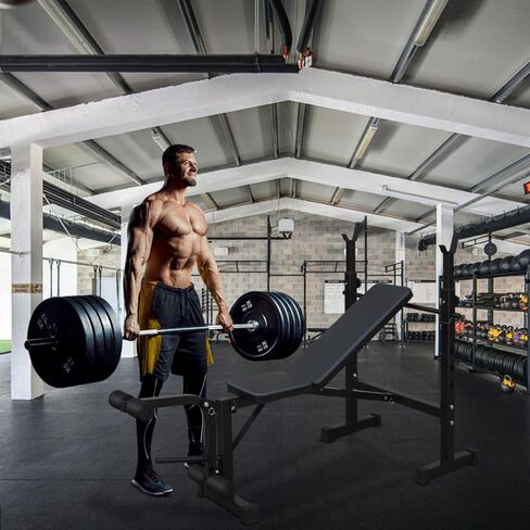 Olympic Weight Bench Press Set with Squat Rack and Bench for Home Gym Full-Body Workout, Foldable in Saudi Arabia