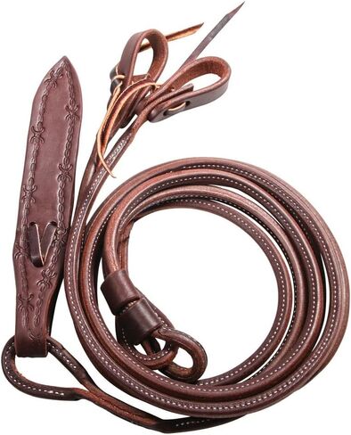 Schneiders Billy Royal Rolled Oiled Leather Romel Reins for Horses | Expertly Handcrafted with Barbwire Accent | Ultimate Comfort & Premium Quality | Made in USA in Saudi Arabia