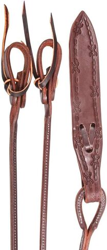 Schneiders Billy Royal Rolled Oiled Leather Romel Reins for Horses | Expertly Handcrafted with Barbwire Accent | Ultimate Comfort & Premium Quality | Made in USA in Saudi Arabia