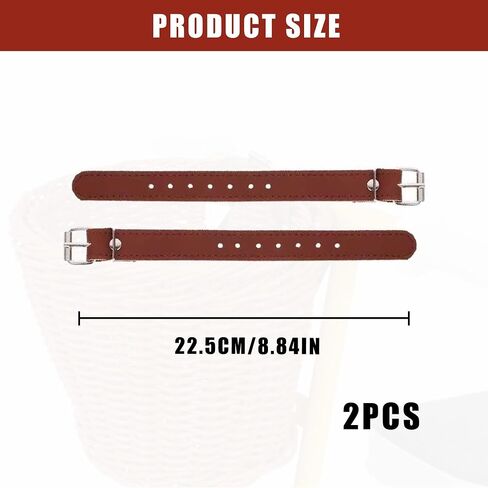 2PCS Bike Basket Straps Brown Bicycle Wicker Basket Straps Bike Baskets Replacement Strap Wicker Front Handlebar Baskets Strap Vintage Cycling Leather Quick Release for Bike in Saudi Arabia