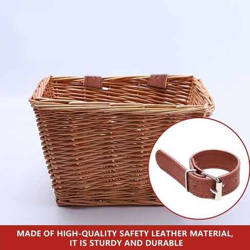 2PCS Bike Basket Straps Brown Bicycle Wicker Basket Straps Bike Baskets Replacement Strap Wicker Front Handlebar Baskets Strap Vintage Cycling Leather Quick Release for Bike in Saudi Arabia