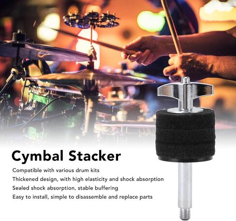 Tissting Cymbal Stacker for Drum Set, Aluminum Alloy Felt Cymbal Stand Stacker Attachment, Shock Absorption Stackable Holder for Drum Kit Hardware (Silver) in Saudi Arabia