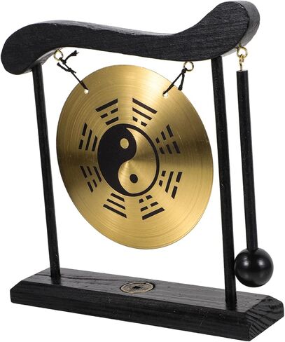 Zerodeko Feng Shui Desktop Gong مع حامل تصميم سبائك النحاس ديكور منزلي عتيق للتأمل والاستخدام المكتبي in Kuwait