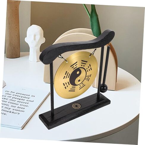 Zerodeko Feng Shui Desktop Gong مع حامل تصميم سبائك النحاس ديكور منزلي عتيق للتأمل والاستخدام المكتبي in Kuwait