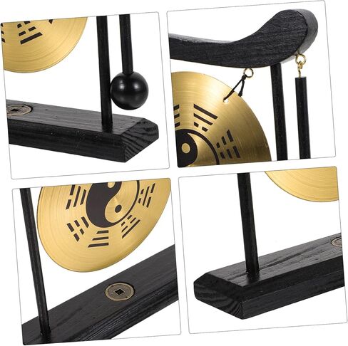 Zerodeko Feng Shui Desktop Gong مع حامل تصميم سبائك النحاس ديكور منزلي عتيق للتأمل والاستخدام المكتبي in Kuwait