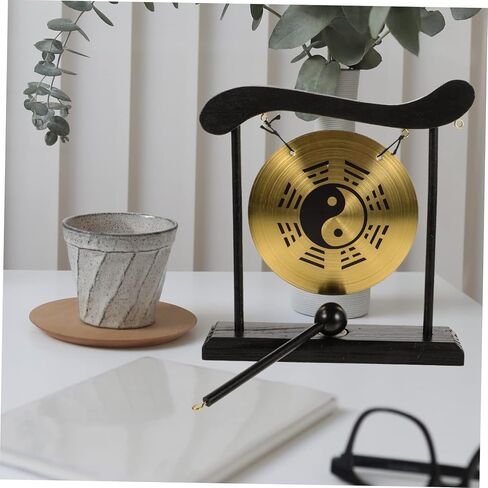 Zerodeko Feng Shui Desktop Gong مع حامل تصميم سبائك النحاس ديكور منزلي عتيق للتأمل والاستخدام المكتبي in Kuwait