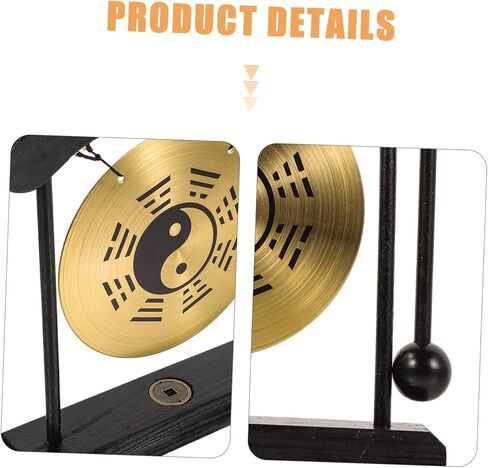 Zerodeko Feng Shui Desktop Gong مع حامل تصميم سبائك النحاس ديكور منزلي عتيق للتأمل والاستخدام المكتبي in Kuwait