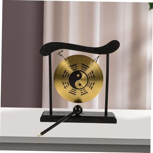 Zerodeko Feng Shui Desktop Gong مع حامل تصميم سبائك النحاس ديكور منزلي عتيق للتأمل والاستخدام المكتبي in Kuwait