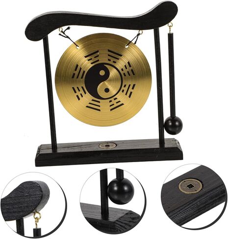Zerodeko Feng Shui Desktop Gong مع حامل تصميم سبائك النحاس ديكور منزلي عتيق للتأمل والاستخدام المكتبي in Kuwait