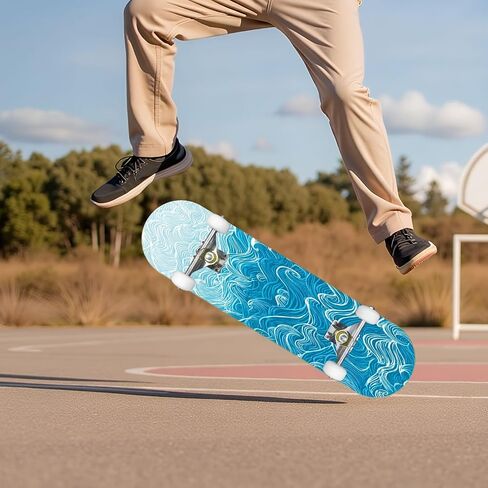 Skateboards Artwork 7 Layer Maple Wood Deck 31" x 8" Double Kick Concave Complete Tricks Skateboard for Beginners Teens Kids Adults in Saudi Arabia