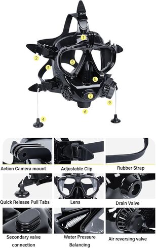 EBTOOLS Mini Scuba Tank, 1L Capacity Diving Tank with Full Face Diving Goggles, Camera Mount, Portable Scuba Diving Tank for Underwater Breathing Training in Saudi Arabia