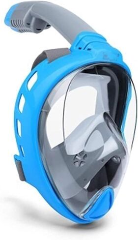 Diving Masks Full Face Snorkel Masks Panoramic Anti-Fog Anti-Leak Swimming Snorkel Scuba Underwater Diving Mask for Adults and Children Large, Light Blue in Saudi Arabia