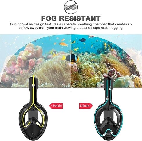 Diving Masks Full Face Snorkel Masks Panoramic Anti-Fog Anti-Leak Swimming Snorkel Scuba Underwater Diving Mask for Adults and Children Large, Light Blue in Saudi Arabia